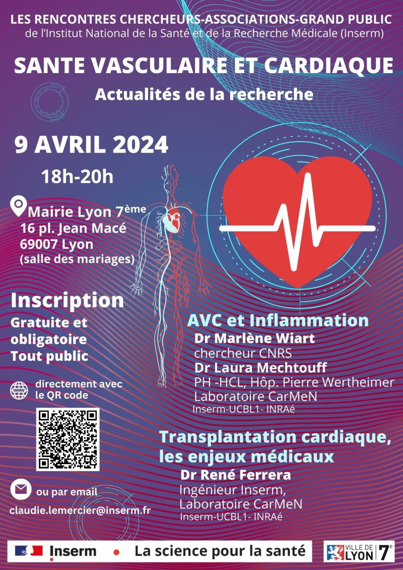 Image actualité CarMeN - Rencontres INSERM Chercheur Grand Public-Santé vasculaire et cardiaque  CarMeN 9 avril 2024